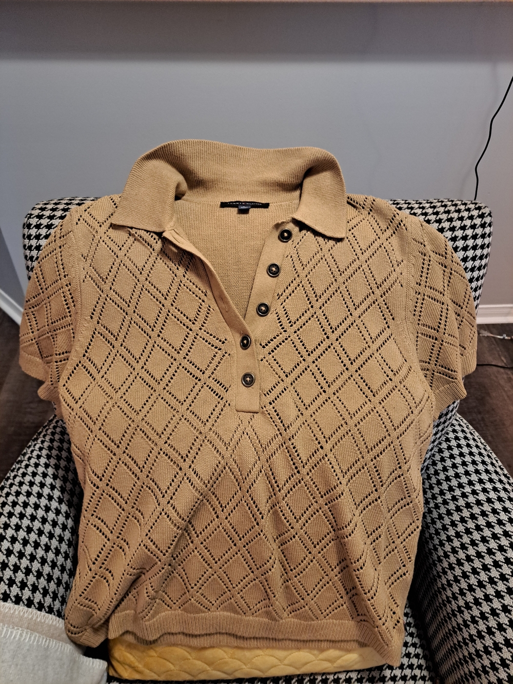 Tommy Hilfiger Beige Diamond Eyelet Polo